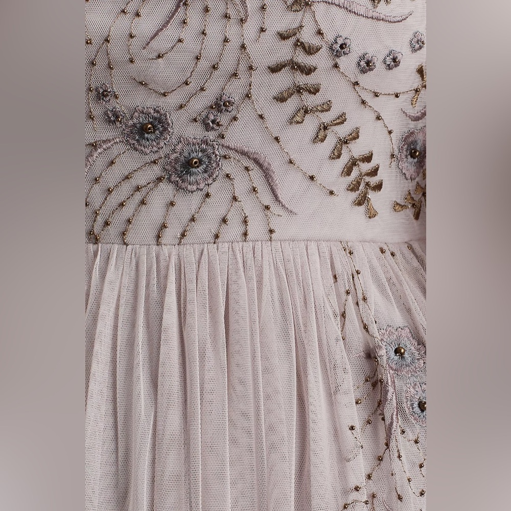 Anthropologie Dusty Lavender Embroidered Maxi Dress - Picture 4 of 12